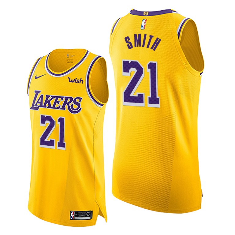 Men's Los Angeles Lakers J.R. Smith #21 NBA Yellow Authentic Icon Edition Gold Basketball Jersey VCK1283AH